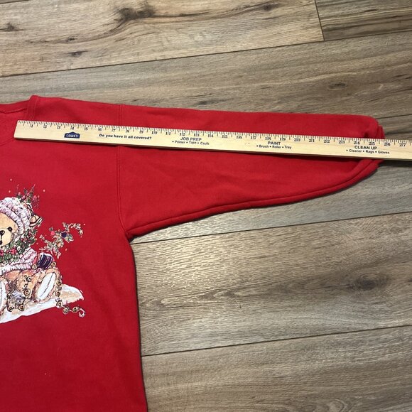 Maze Christmas Bear Sweatshirt SZ Medium Red Holiday Sweater Vintage - Picture 6 of 10